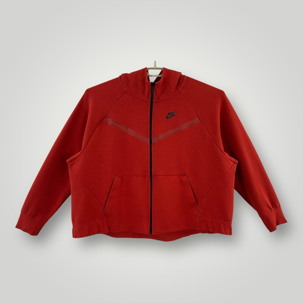 Nike Tech Fleece Windrunner Hoodie Womans 3X Red Full Zip Sweatshirt Swoosh Logo